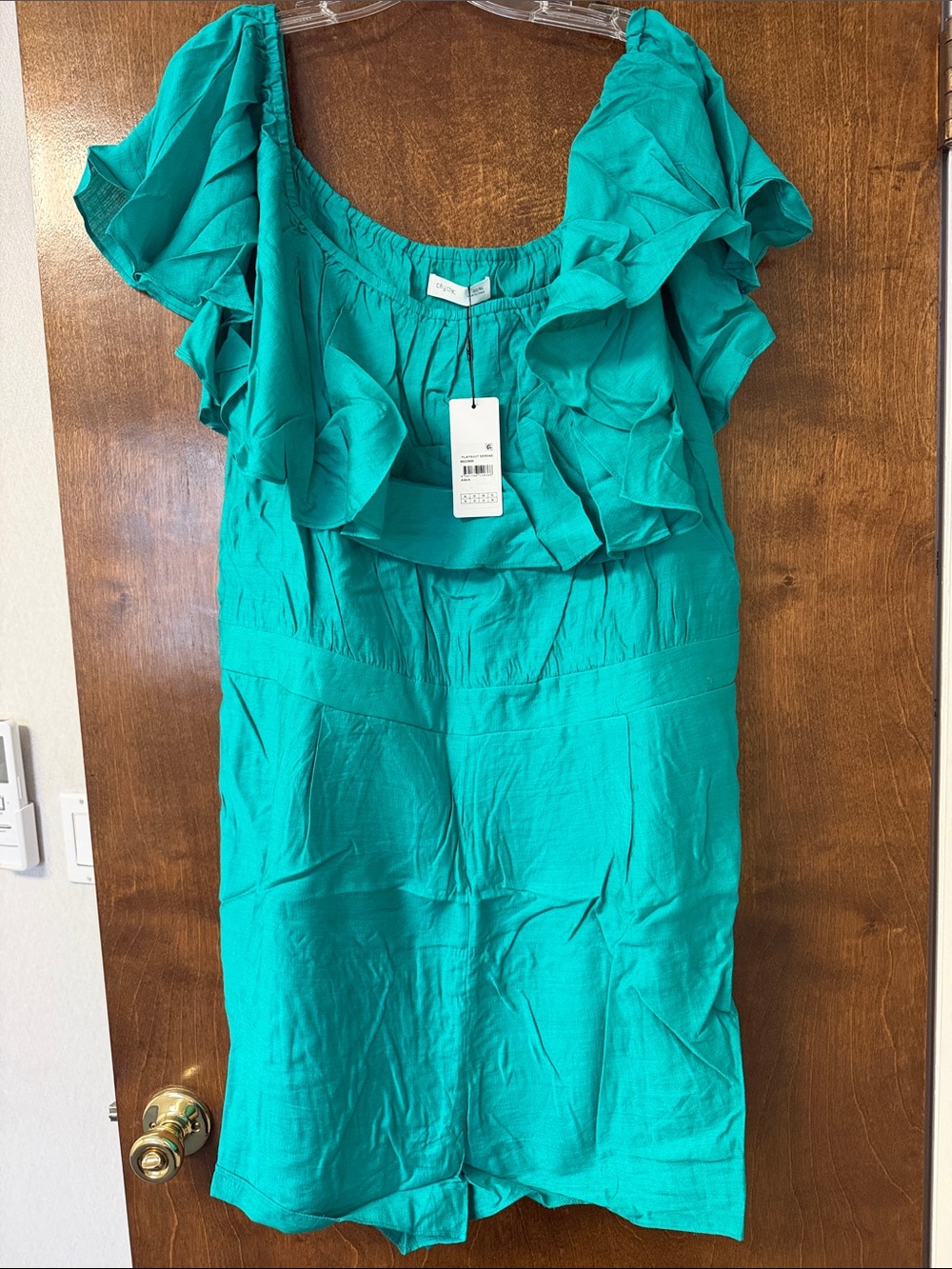City Chic Aqua Off-Shoulder Playsuit- NWT